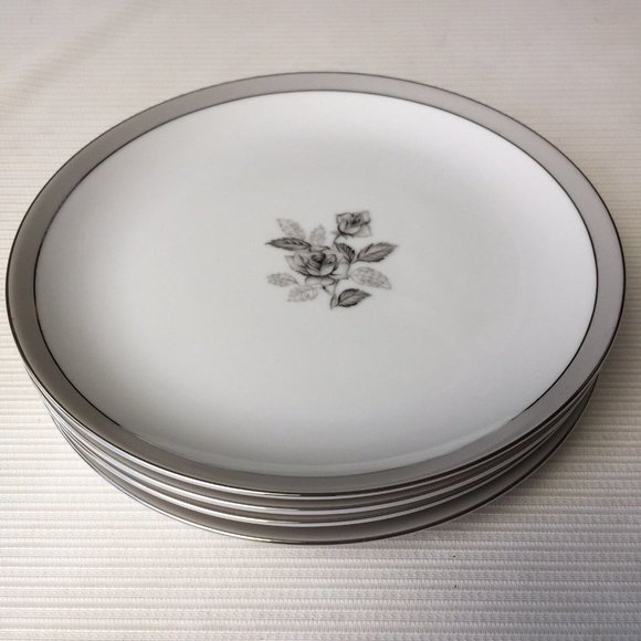 Vintage Fred Roberts Smokey Rose Salad Dessert Plates Japan San Francisco 4 Set - Picture 1 of 12